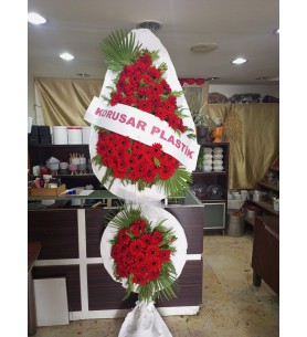 Kırmızı Gerbera 2 Katlı Çelenk