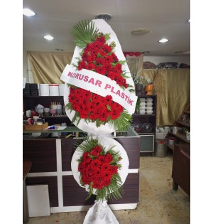 Kırmızı Gerbera 2 Katlı Çelenk