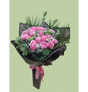 15 Adet Pink  Rose Bouquet